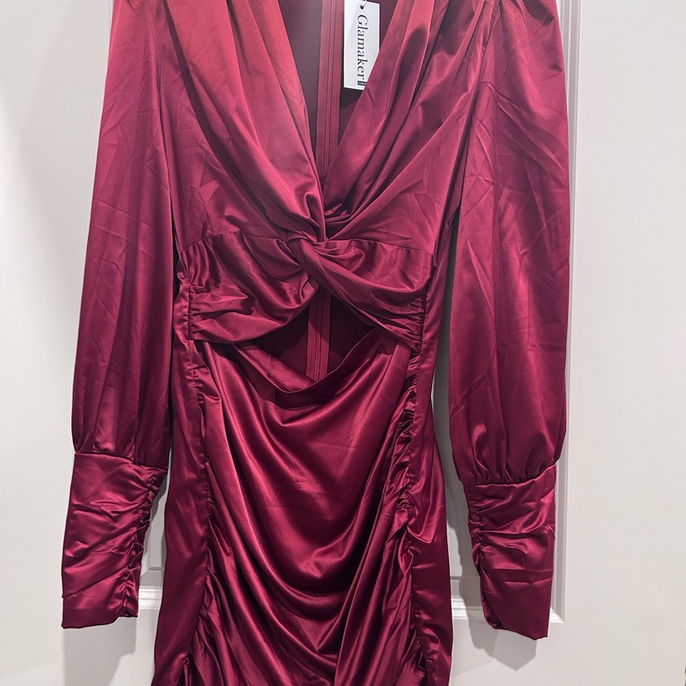 Crimson Red Satin Dress NWT